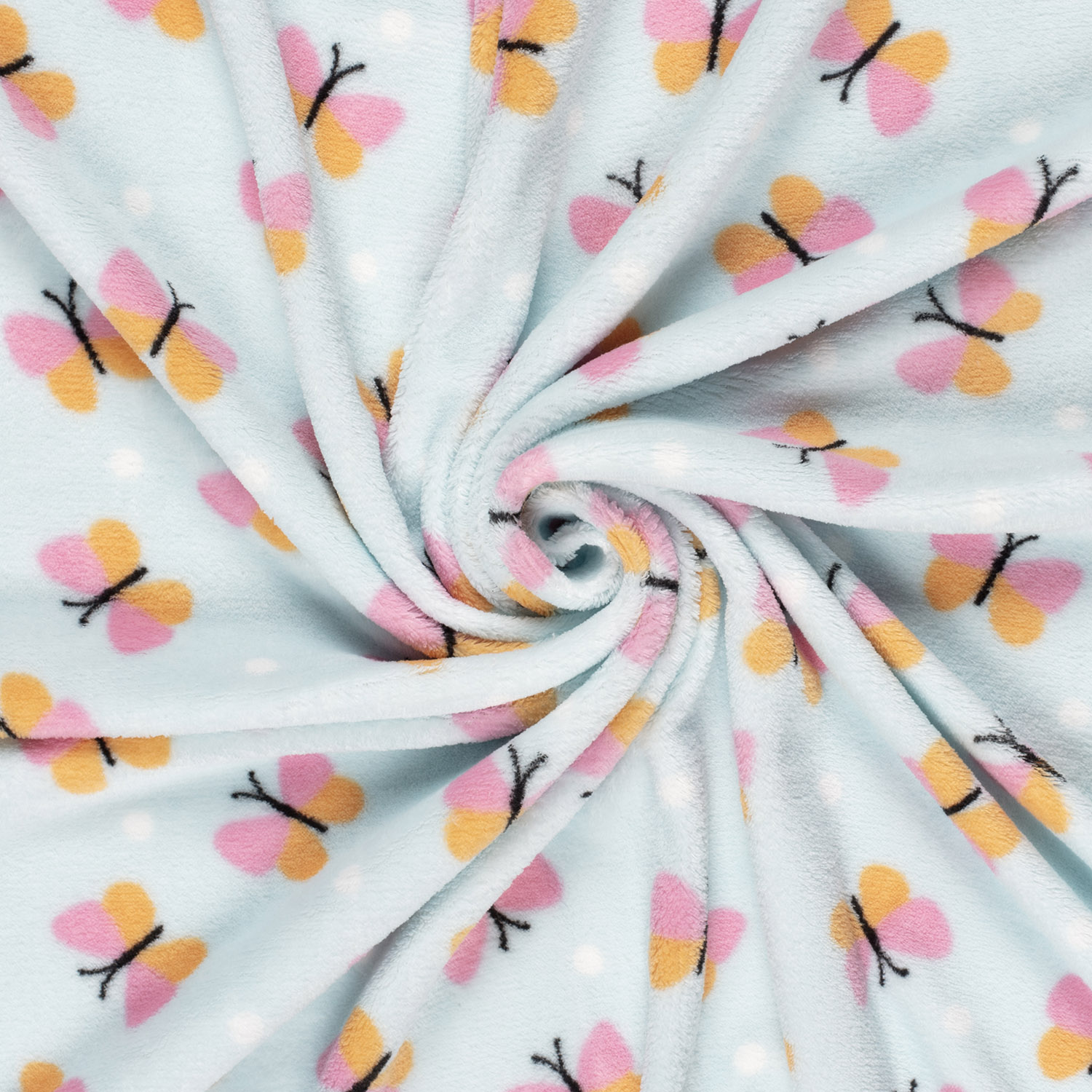 Cuddle Fleece - Butterflies   - Light Blue