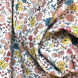 Katoen Print | Flowers | Yellow - Soft Pink  - Blue 031