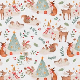 Katoen Print - Kerst - Kerstboom Hert