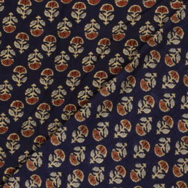 katoen Print - Voile - Batik  -  Flowers  - Navy