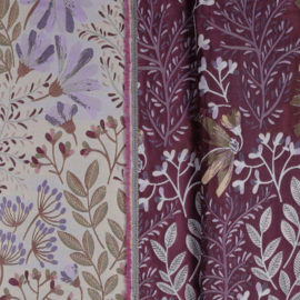 Verhees Textiles  - Jacquard - Flowers - Doublesided - Purple Ecru