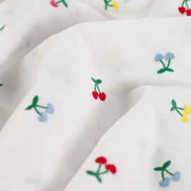 Katoen Broderie  -  Cherries  -  Multicolor