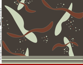 Swafing - Viscose Satijn - Abstract by Kibadoo  - Brown - prijs per paneel