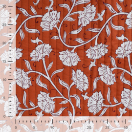 Stepped - Quilted - Ethnic Flowers  - Double Sided -  Cognac