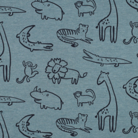 Sweat Melange - Safari Animals - Blue