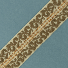 Jacquard Tassenband 4cm breed - Lurex Copper Beige