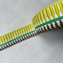 Jacquard Tassenband 4 cm breed - Lime Brown
