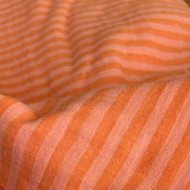 Double Gauze - Stripes -  Doublesided - Peche Tangerine