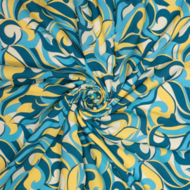 Viscose Print - Vintage - Blue Yellow