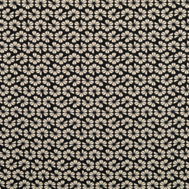 Loes van Oosten -  Jersey  - Flower Graphic   - Zwart
