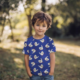 Verhees  - Ribjersey Organic - Jennifer Bouron   - Geese - Blue