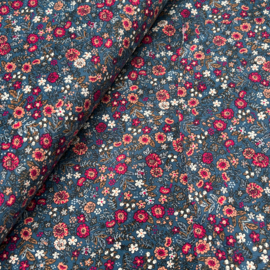 Corduroy - Babyrib - Tiny Flowers  - Blue