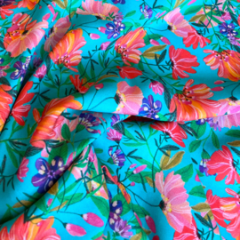 Roeqiya Fris - Viscose  - Flowers  - Acqua