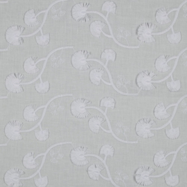 Verhees Textiles - Cotton Voile Embroidery Gingko Flowers - White