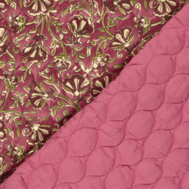 Stepped Velvet  - Quilted   - Double Sided -  Flowers Mauve
