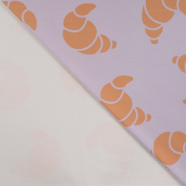 French Terry - Print - Croissant   - Lavender