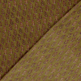 katoen Print - Voile - Batik - Small Flowers    - Dark Curry