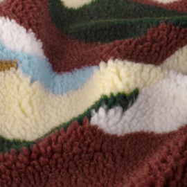 Teddy -  Landscape  - Ecru Bordeaux  Green Blue