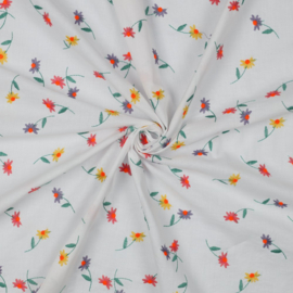 Katoen Voile - Embroidery - Flowers - Multicolor