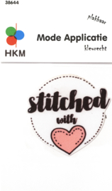 Strijkapplicatie | Stitched with love - Pink 38644