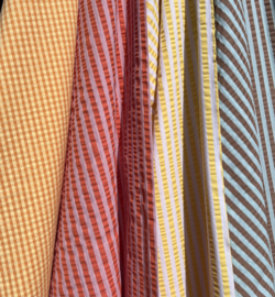 Katoen Seersucker - Stripes - Camel Acqua