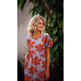 Linnen Viscose - Big Flowers - Light Pink Brown*