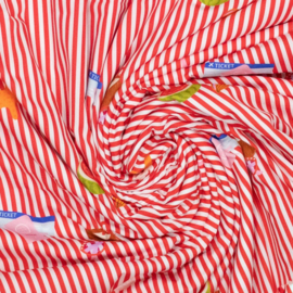 Katoen Poplin Print - Ilja - Summer Vibes - Stripes - Red