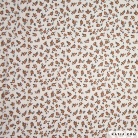 Katia Fabrics - Flannel Katoen - Small Flowers Brown  - Ecru