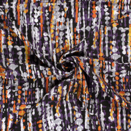 Viscose Twill - Waterpainted Stripes -  Dark Green