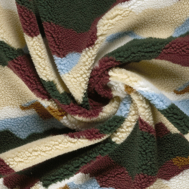 Teddy -  Landscape  - Ecru Bordeaux  Green Blue