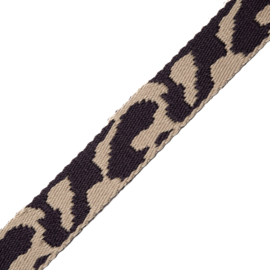 Jacquard Tassenband 2,5 cm breed - Purple Beige Leopard