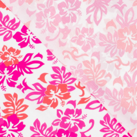 Viscose ecovero - Flowers - Pink