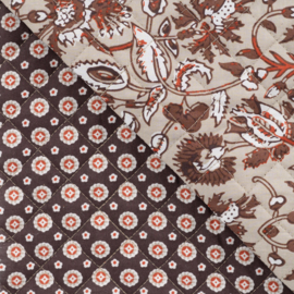 Stepped - Quilted -  Flowers   - Double Sided -  Beige & Dark Brown