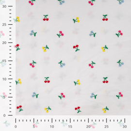 Katoen Broderie  -  Cherries  -  Multicolor