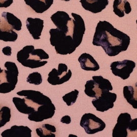 Swafing Tricot Jersey  - Leopard Print - Pink