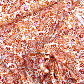 Deadstock -  Viscose - Flowers  - Paisley Orange Lavander
