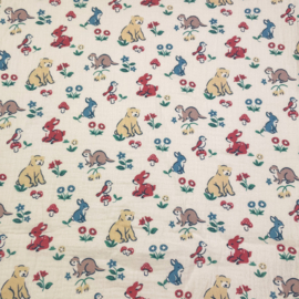 Double Gauze - Retro Animal  - Off White
