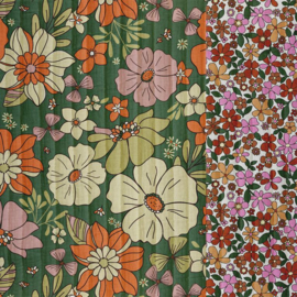 Stepped - Quilted - Flowers   - Double Sided -  Flowers - Green Pink Orange - Preorder