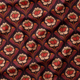 Corduroy - Babyrib - Art Deco Flowers  - Wine