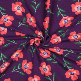 French Terry  - Flowers  - Purple