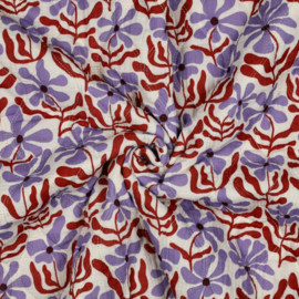 Verhees Textiles - Stepped - Quilted - Graphic Flowers   - Double Sided -  Lavender