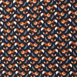 Tricot Print | Swafing - Vosjes - Donkerblauw