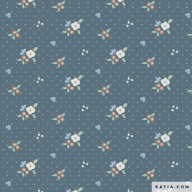 Katia Fabrics - Jersey - Small Flower - Blue