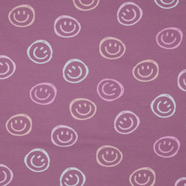 Verhees Textiles - Soft Sweat - Smileys - Lilac