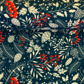 Swafing French Terry  - Holly -  Christmas - Dark Blue