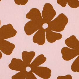 Linnen Viscose - Big Flowers - Light Pink Brown*
