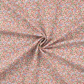 Katoen Print | Flowers | Green - Red - Blue 045