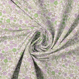 French Terry  - Small Flowers - Lilac Green