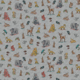 tricot print | bosdieren -  Grijs  melee
