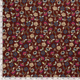 Katoen  Viscose Slub - Batik Print - Wine